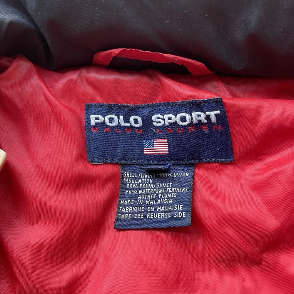 Vintage 90's Ralph Lauren Polo Sport Puffer Bomber Jacket Goose Down Size S - Picture 3 of 8